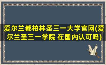 爱尔兰都柏林圣三一大学官网(爱尔兰圣三一学院 在国内认可吗)